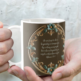Taza De Café Biblia personalizable con marco floral marrón
