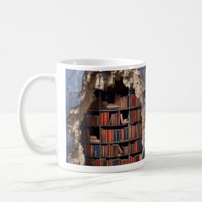 Taza De Café Biblioteca 3D Mug Coffee Regalos de cumpleaños (Izquierda)