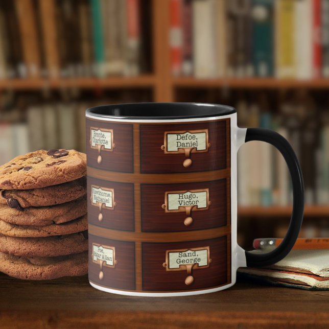 Taza De Café Biblioteca Libros Catálogo de tarjetas de madera D (Subido por el creador)