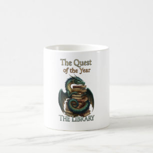 Taza De Café Bibliotecario Dragón de Lectura de Fantasía   La B