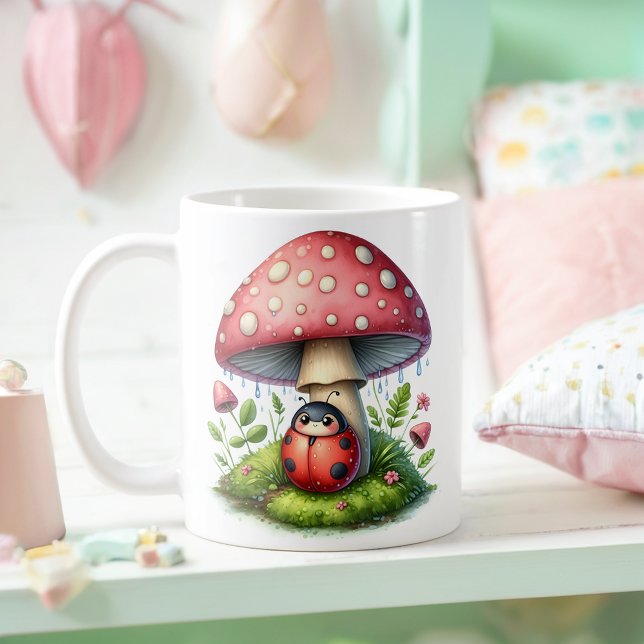 Taza De Café Bicho De Ladybug Bajo El Paraguas Mushroom (Subido por el creador)