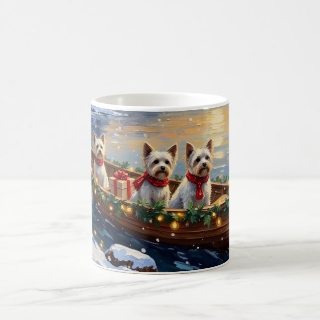 Taza De Café Bichon Frise Christmas Boat Holiday (Centro)