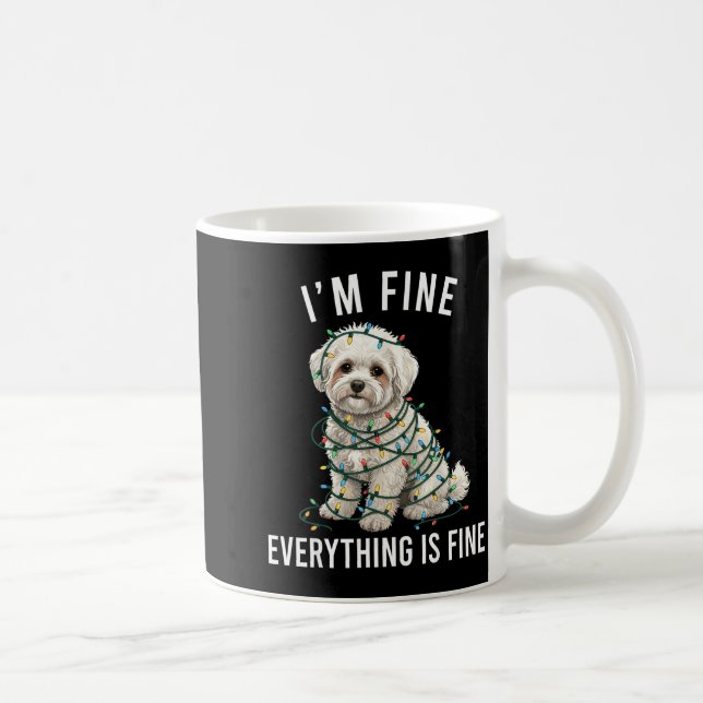 Taza De Café Bichon Frise Christmas I'm Fine Everything Is Fine (Derecha)