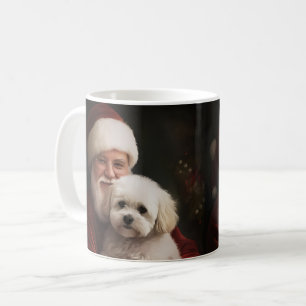 Taza De Café Bichon Frise con Papá Noel Navideño Festivo