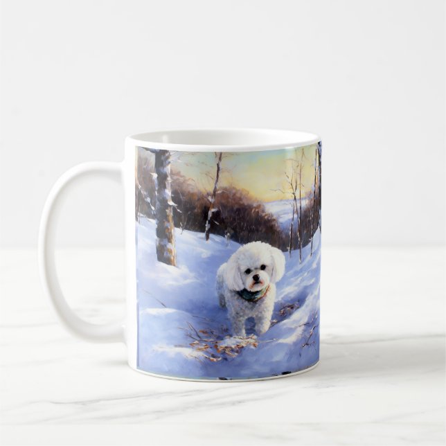 Taza De Café Bichon Frise Deja que nieve Navidad (Izquierda)