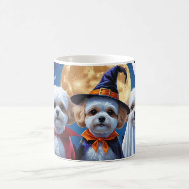 Taza De Café Bichon Frise Dogs Pumpkin Halloween Funny (Centro)