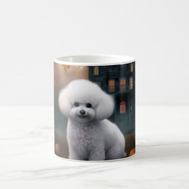 Taza De Café Bichon Frise Halloween Scary (Centro)