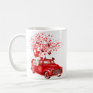 Taza De Café bichon frise montando camión rojo mariposa valenti