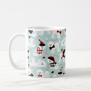 Taza De Café Bichon Frise Navidades Blue Coffee Mug