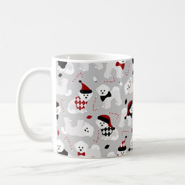 Taza De Café Bichon Frise Navidades Gray (Izquierda)
