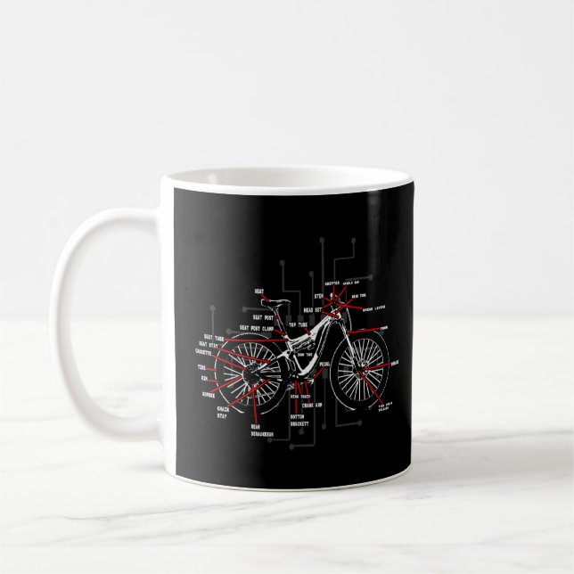 Taza De Café Bicicleta Anatomía Bicicleta Montaña Piezas de cic (Izquierda)