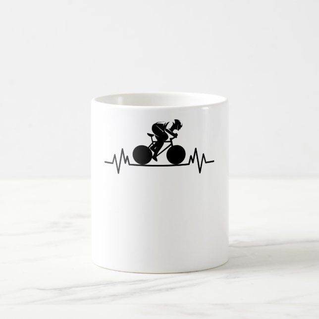 Taza De Café Bicicleta Bicicleta de ciclismo Heartbeat Diseño B (Centro)