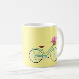 Taza De Café Bicicleta, cesta y flores