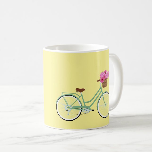Taza De Café Bicicleta, cesta y flores (Anverso derecho)