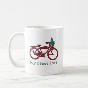 Taza De Café Bicicleta de época y diseño de árboles de Navidad