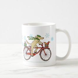 Taza De Café Bicicleta de perro con festividad de ardilla pura