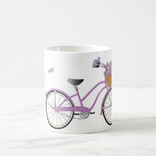 Taza De Café Bicicleta púrpura con mariposas