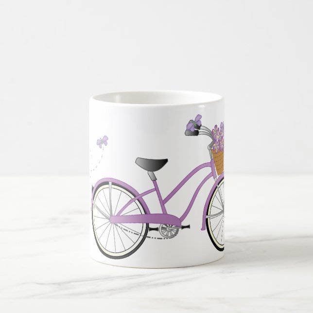 Taza De Café Bicicleta púrpura con mariposas (Centro)