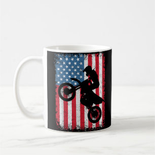 Taza De Café Bicicleta Sucia Bandera Estadounidense Motocross B