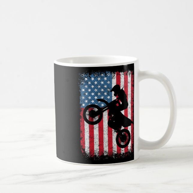 Taza De Café Bicicleta Sucia Motocross Biker Bandera Norteameri (Derecha)