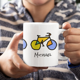Taza De Café Bicicletas de color + su nombre