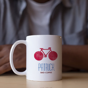 Taza De Café Bicicletas Rojas Personalizadas Mug Con Su Nombre