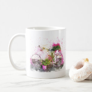 Taza De Café Bicycle and Flowers Coffee Mug
