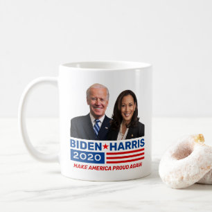 Taza De Café Biden Harris 2020 Elección Azul Blanco Rojo con f