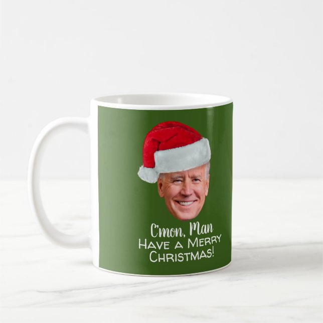 Taza De Café Biden Harris - Joe Santa Hat - C'mon Man (Izquierda)