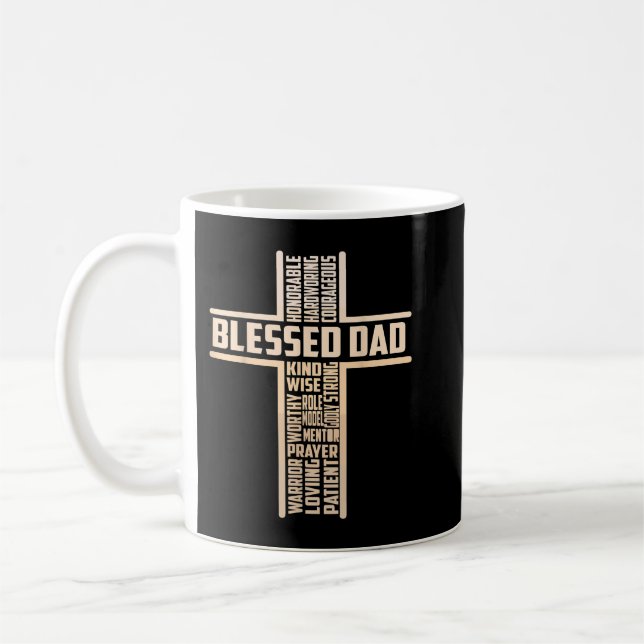 Taza De Café Bienaventurado Papá Padres Día Cruz Papa Cristiano (Izquierda)