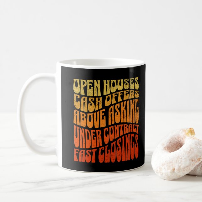 Taza De Café Bienes Raíces Favoritos Groovy Retro Boho (Con donut)