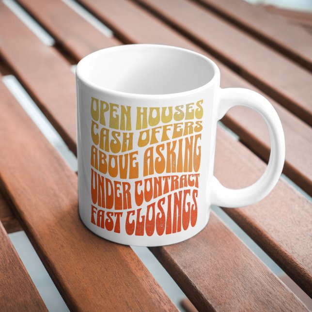 Taza De Café Bienes Raíces Favoritos Groovy Retro Boho (Subido por el creador)