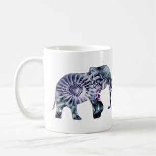 Taza De Café Bienestar animal - Elephant Silhouette Fractal 2