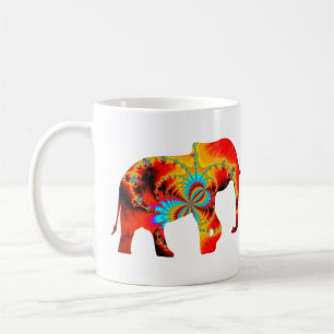 Taza De Café Bienestar animal - Fractal de silueta elefante 1