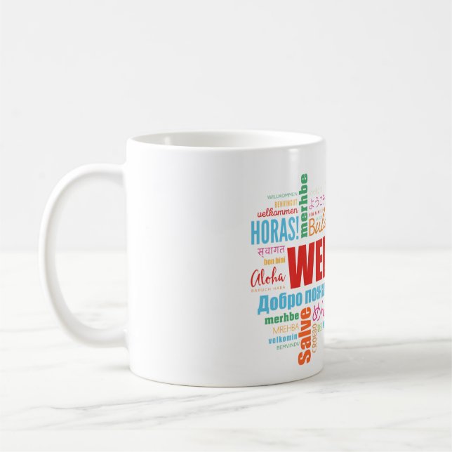 Taza De Café Bienvenida a diferentes idiomas Café Mug (Izquierda)