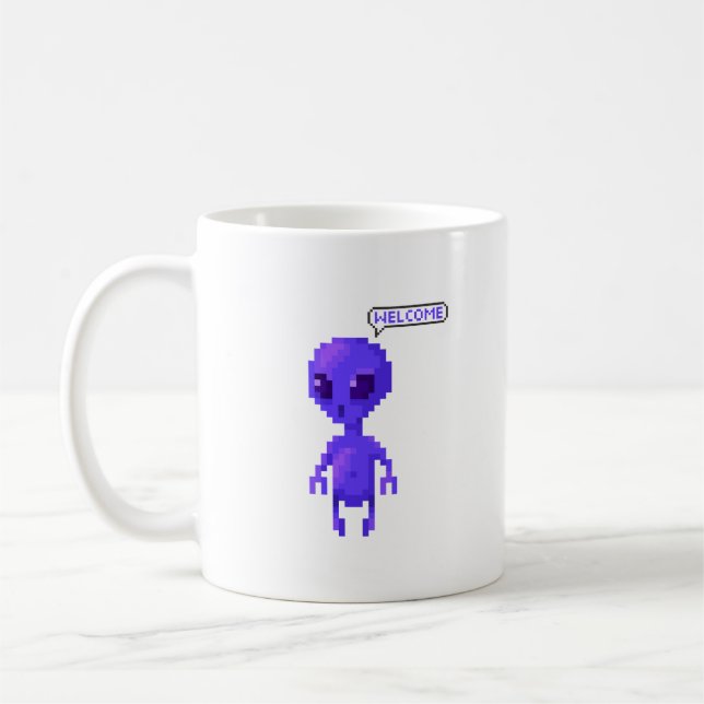 Taza De Café Bienvenida Alien Píxel Gamer (Izquierda)
