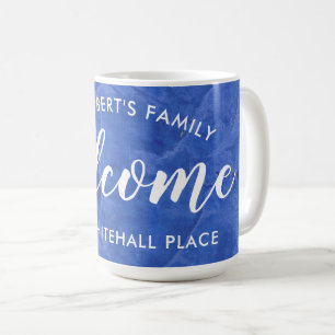 Taza De Café Bienvenida Familia Azul Moderno