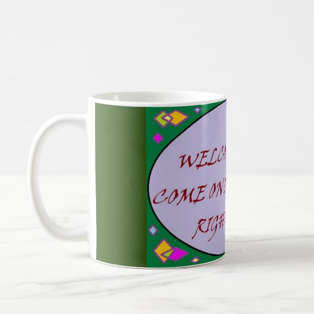 Taza De Café Bienvenido a casa mensaje de diseño rojo y verde (Izquierda)