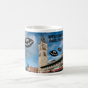 Taza De Café Bienvenido a Darlington con algunos extraterrestre