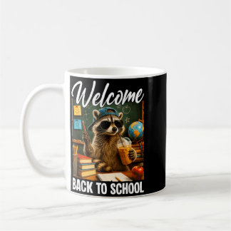 Taza De Café Bienvenido de nuevo a la escuela mapache divertido