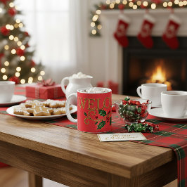 Taza De Café Bienvenido invitado de Navidad de acebo