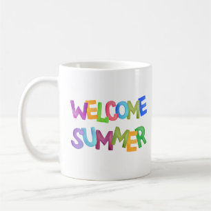 Taza De Café bienvenido verano tipografía colorida de vacacione