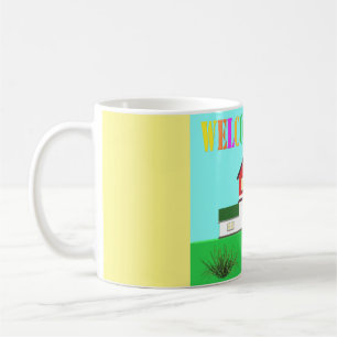 Taza De Café Bienvenidos a casa linda casa colores vivos