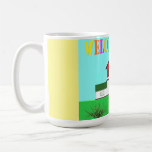 Taza De Café Bienvenidos a casa linda casa colores vivos