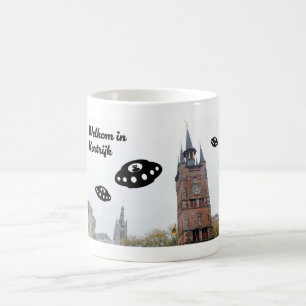 Taza De Café Bienvenidos a Kortrijk.  Los ovnis os dan la bienv
