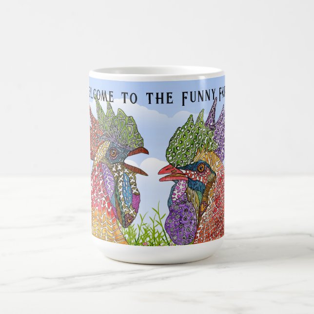 Taza De Café Bienvenidos a la divertida granja de pollos (Centro)