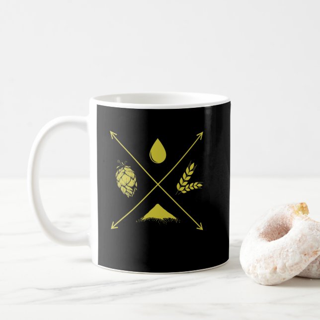 Taza De Café Bier brauen Wasser Hopfen und Malz (Con donut)