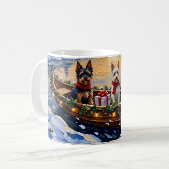 Taza De Café Biewer Terrier Christmas Boat Holiday (Anverso izquierdo)