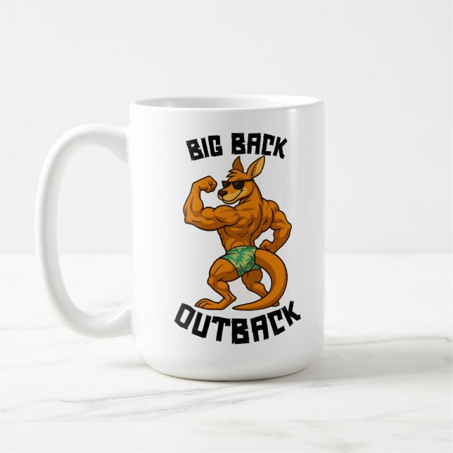 Taza De Café Big Back Outback – Funny Kangaroo Gym Workout, (Izquierda)