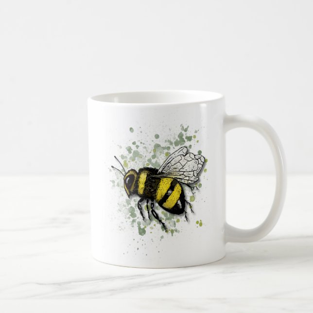 Taza De Café Big Beautiful Bumble BEE, Digital Drawing (Derecha)